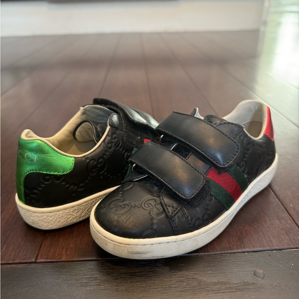 Gucci GG Ace leather sneakers with straps kids size 28